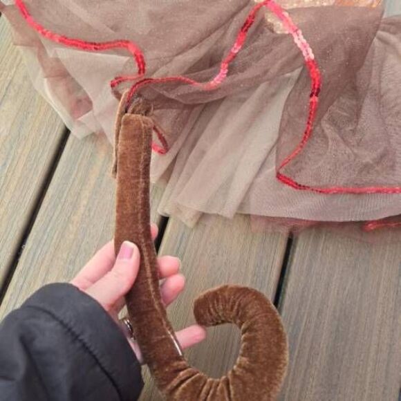 Curtain Call dance tutu dress leotard costume brown red w/ monkey tail kid sma - Picture 5 of 13